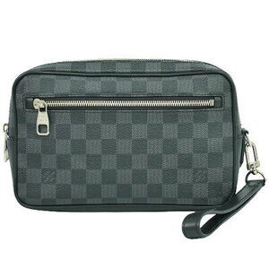 Louis Vuitton LV Pochette Kasai Damier Graphite Black Clutch Bag Shoulder Black